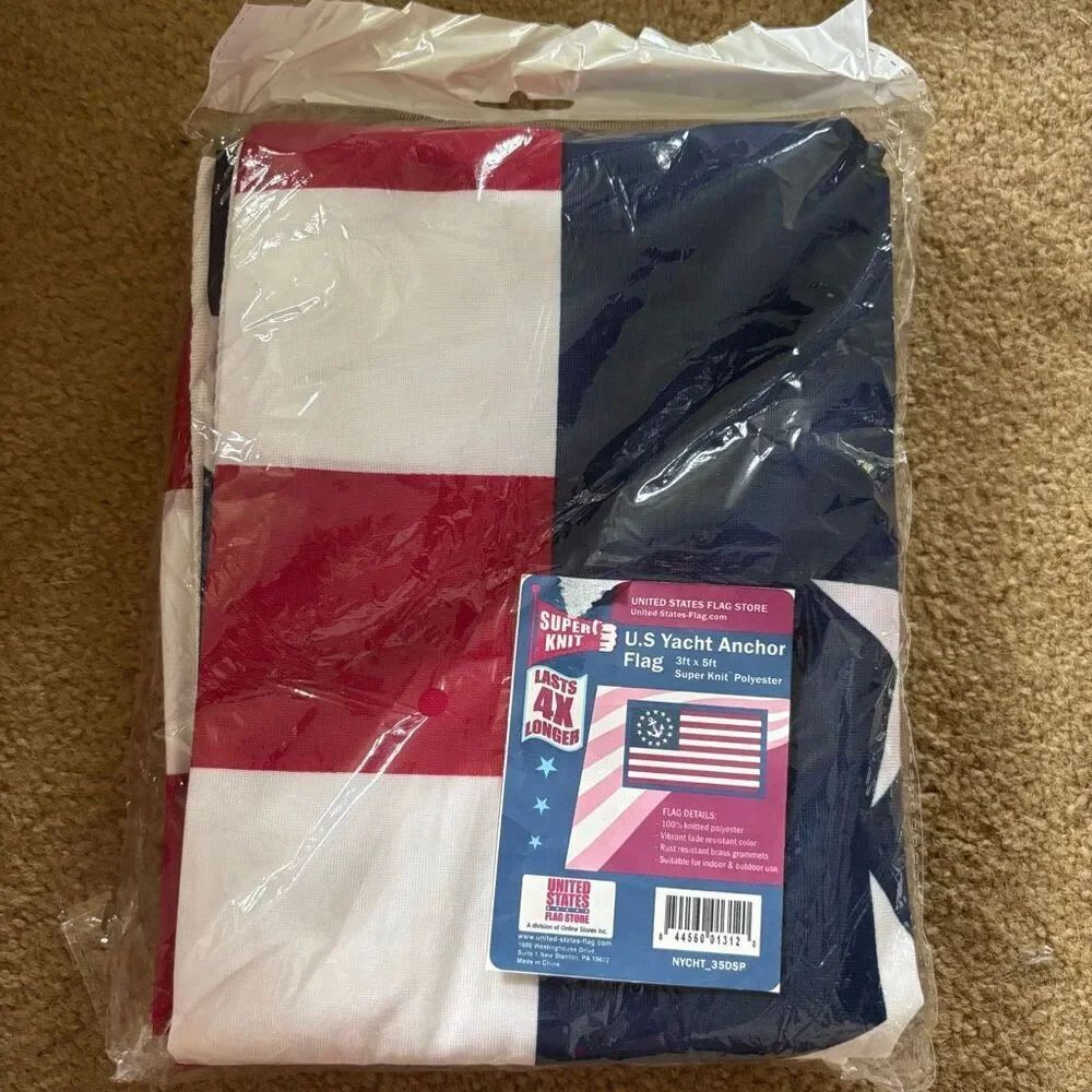 U.S. Yacht Anchor Flag 3ft x 5ft Super Knit Polyester *New*